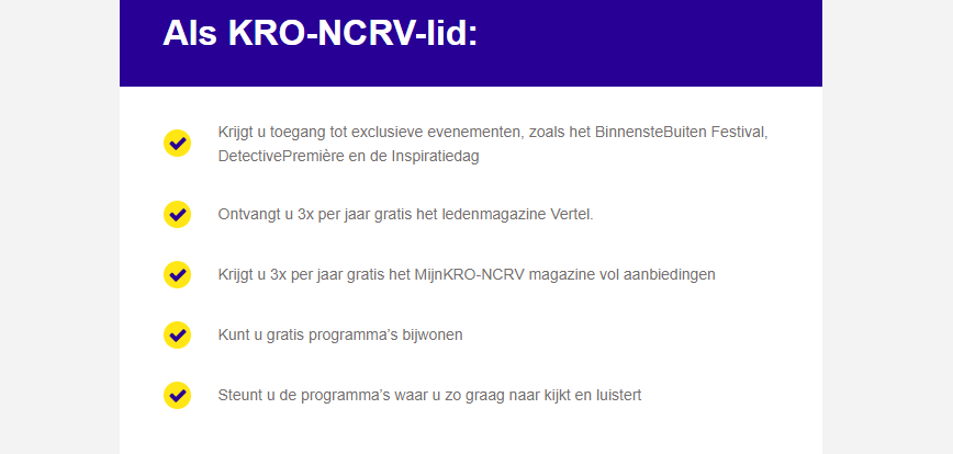Als KRO-NCRV lid: